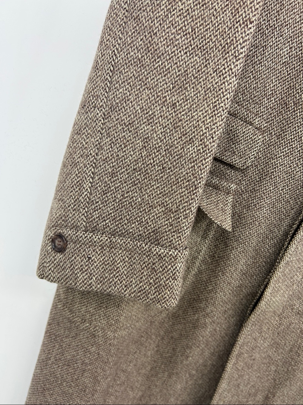 VTG Andesian Crown Craig SF Mens Wool Trench Coat Brown Tweed Large - Picture 3 of 14
